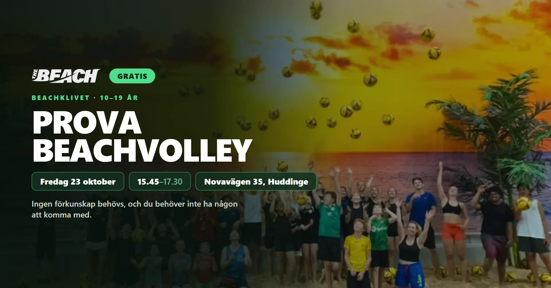 Beachklivet – prova beachvolley, gratis för 10–19 år, fredag 23 oktober 15.45–17.30 på The Beach
