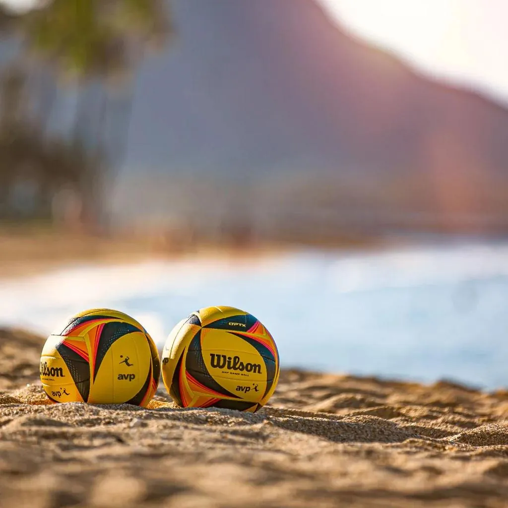 Beach volleyball in the sand